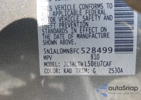 2015 Infiniti Qx60 z USA, uszkodzony, nr VIN 5N1AL0MN8FC528499